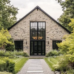 Stone Delight: Modern Gabled Retreat