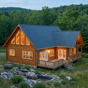 Warm Glenfront Log Porch Cabin