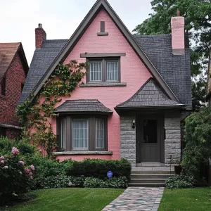Quaint Pink Cottage with a Playful Twist