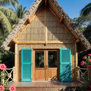Bamboo Oasis: Tropical Teal and Timber Escape
