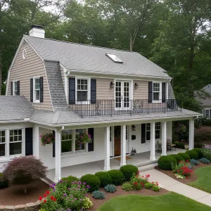 Gambrel Porch Colonial With Balcony
