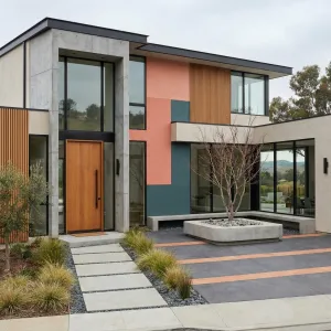 Geometric Courtyard Colorblock Residence
