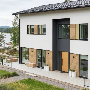 Lakeview Scandinavian Stripwood Courtyard Home