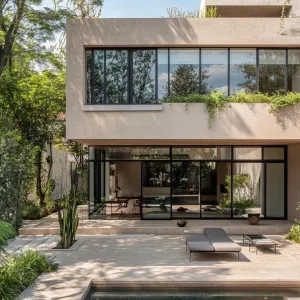 U-shaped House Enclosing Pool