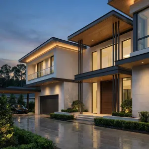 Twilight Framed Terraces Modern Residence