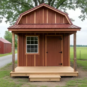 Red Barn-Porch Gambrel Shed