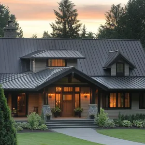 Steel Roof Serenity Under Twilight Skies