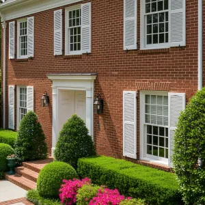 Brick Elegance with Crisp White Shutters