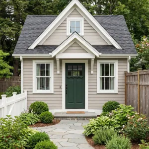 Compact Cottage Entry With Curved Stone Walk