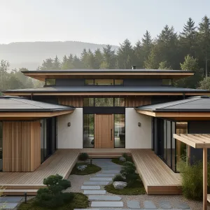 Cypress Courtyard With Tiered Quiet Roofs