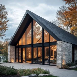 Triangular Stone Haven with a Glass Embrace