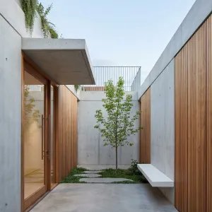 Serene Concrete Courtyard Tree Niche