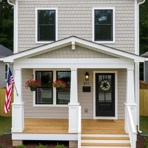 Charming Beige Bungalow with Patriotic Flair