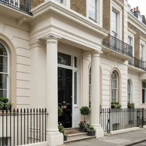 Columned Cream London Entryway Townhouse
