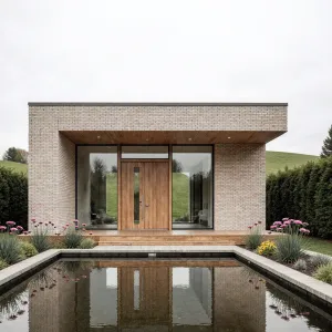 Pondside Serenity: Brick, Water, and Wow