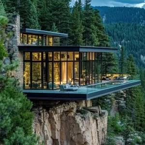 Cliffside Marvel: A Glassy Retreat in the Trees