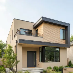 Urban Beige Cube With Wood Accents