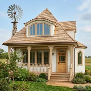 Curved Dormer Farmstead With Orchard Porch