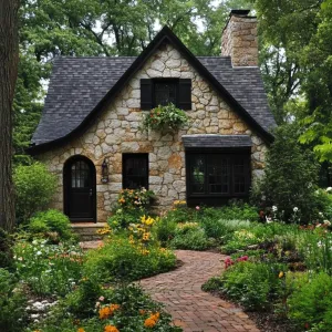 Charming Stone Cottage Brimming With Flowers