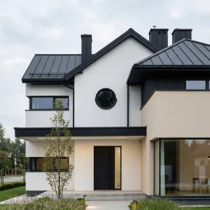 Modern Gable Home With Black Metal Roof