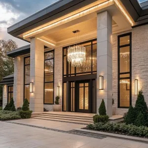 Preview of Modern Grand Entrance with Elegant Chandelier