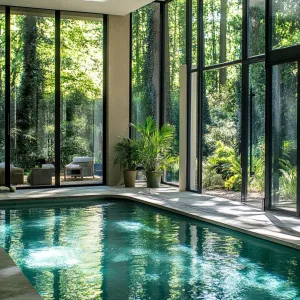 Indoor-outdoor Pool With Sliding Glass Doors