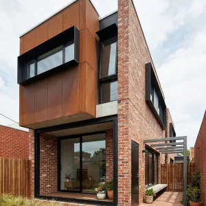 Corten Crest Brick Walkway House