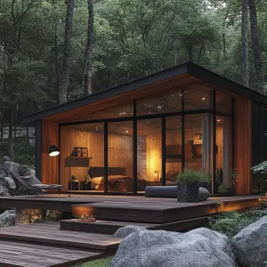 Forest Serenity: A Glassy Dwelling Delight