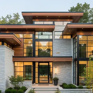 Modern Elegance: Stone and Wood Brilliance