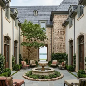 Formal French Courtyard With Central Fountain