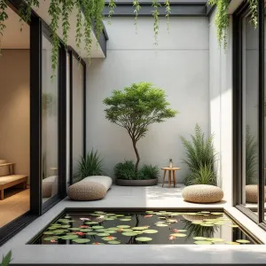 Serene Corner with a Splash of Koi