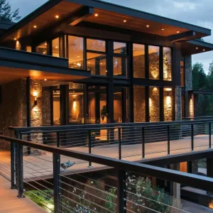 Glass-Encased Porch With Steel Rails