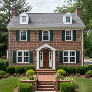 Green-Shutter Brick Colonial Calm