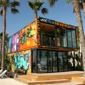 Recycled Shipping Containers With Graffiti Art
