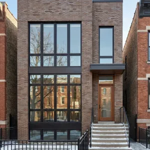 Boxy Brick Brownstone With Tall Glazing