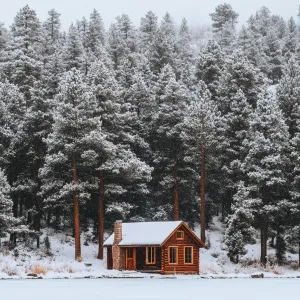 Cozy Cabin Amidst Wintry Pines