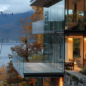 Multi-Level Terraced Glass Cabin