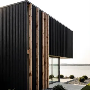 Vertical Vision: Timber Waves by the Waterfront