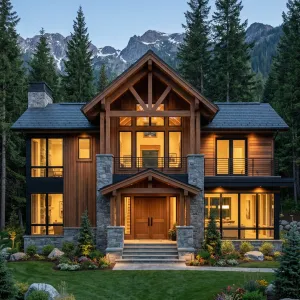 Alpine Timber Peak Stone Residence
