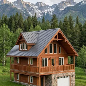 Peaked Timber Chalet Above Meadow Floor