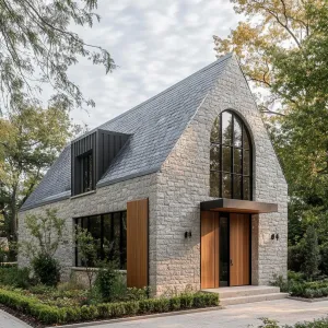 Chic Stone Abode with a Modern Wink