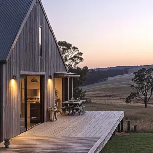 Chic Timber Retreat at Sunset