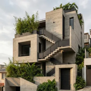 Stepped Urban Concrete Jungle Home