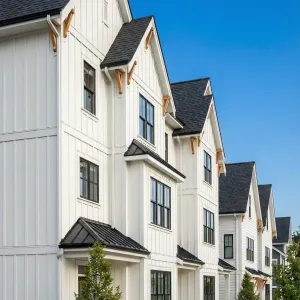 Townhouse Row With Clean Vertical Lines