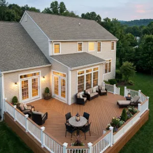 Expansive Entertaining Deck With Garden Rail