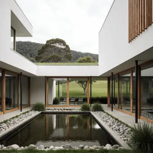 Modern Courtyard Oasis with Tranquil Pond
