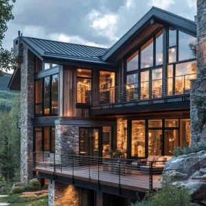 Chalet Charisma: Glass and Stone Symphony