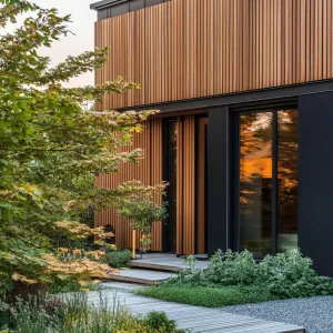 Minimalistic Wooden Façade With Vertical Slats