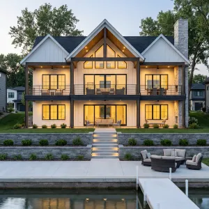 Golden Gable Glow On Lakeshore