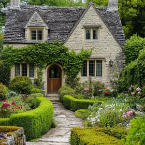 Stone Cottage Delight with Ivy Embrace